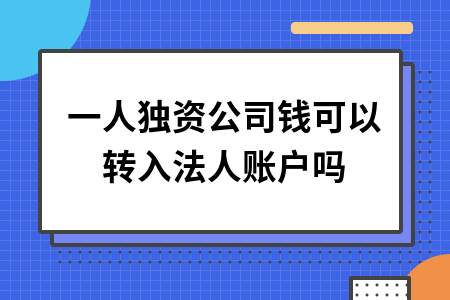 一人独资公司钱可以转入法人账户吗